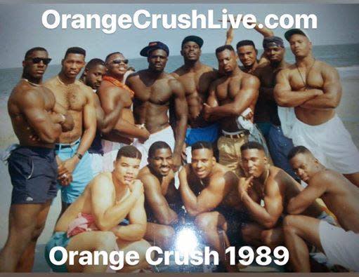 A picture from the first Orange Crush Festival, with SSU alum and former NFL player Shannon Sharpe on the left.