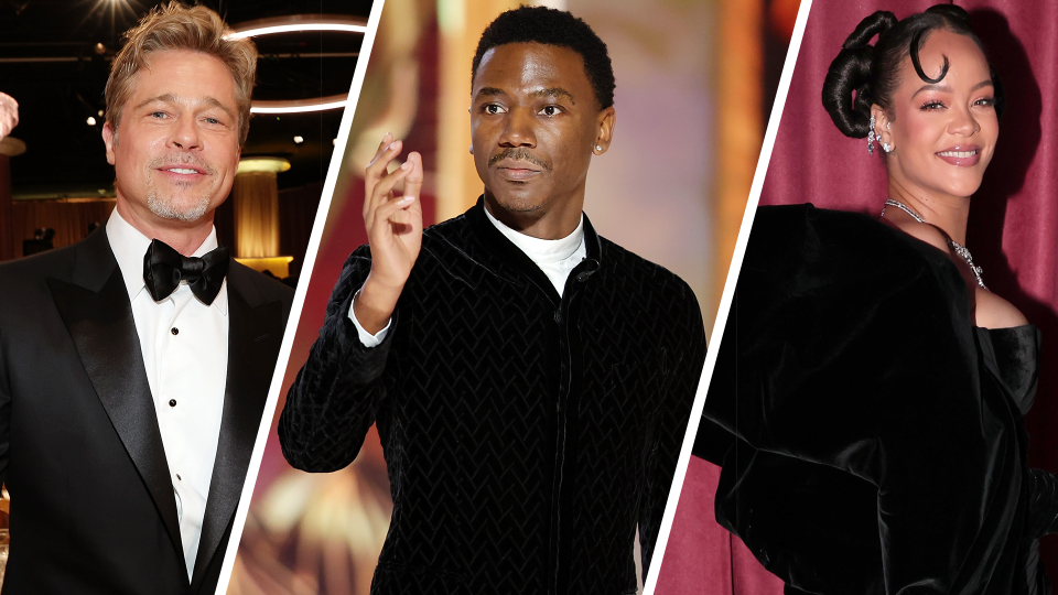 Brad Pitt, Jerrod Carmichael and Rihanna at the Golden Globes Awards. (Photos: Getty Images)