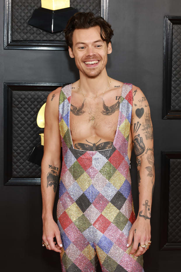 Harry Styles Wore a Clowncore Jumpsuit at the 2023 Grammy Awards