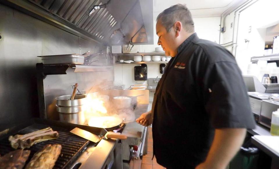 Rib Line and three sister restaurants are a winning combo for SLO County couple who bought a barbecue legacy and ran with it. Brian Appiano demonstrates cooking his signature beef ribs, pork ribs and chicken in the Ribline by the Beach kitchen located in Grover Beach. The meats are precooked in a outside pit.