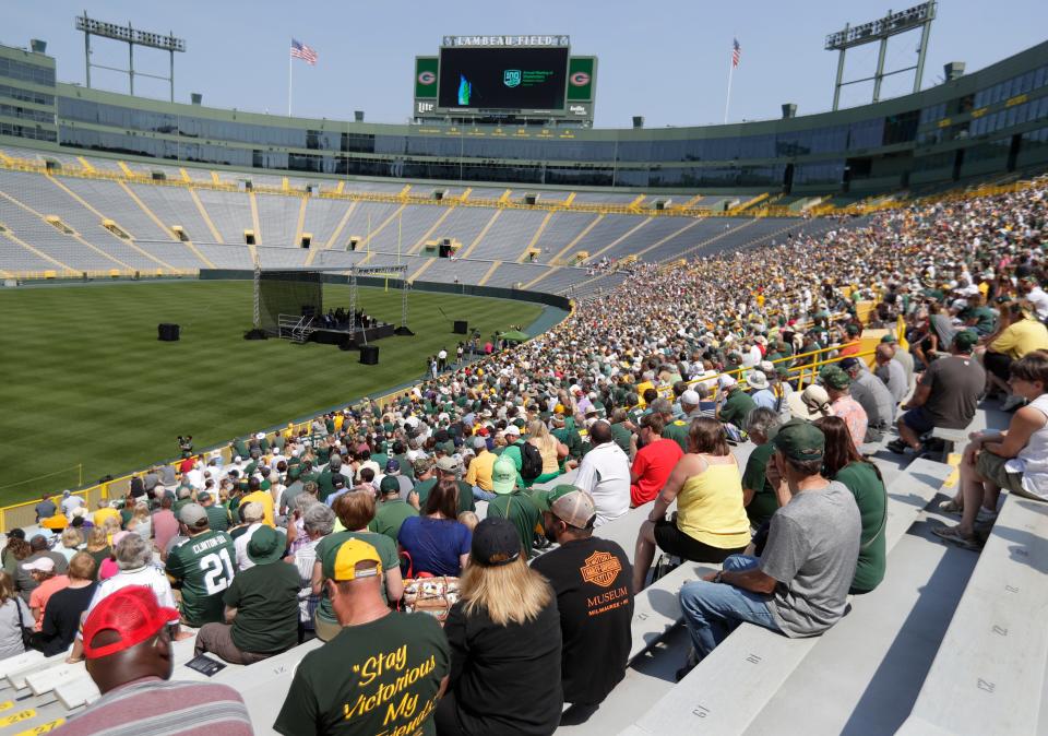 Green Bay Packers shareholders attend the annual meeting on July 24, 2019, at Lambeau Field.
