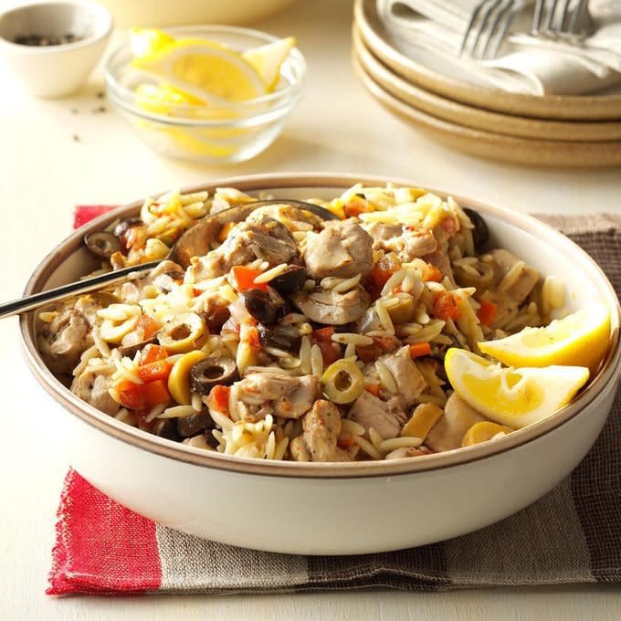 Pressure-Cooker Mediterranean Chicken Orzo