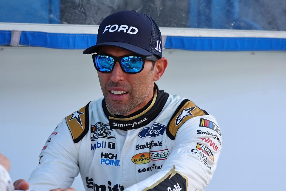 Driver Aric Almirola left Stewart-Haas after the 2023 season and will compete part time in the Xfinity Series for Joe Gibbs.