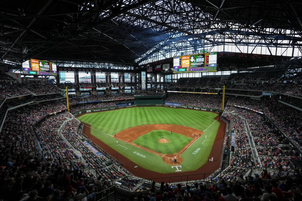 ARLINGTON, TX - JULY 09: A general view of during a game between the Minnesota Twins and Texas Rangers on July 9, 2022 at Globe Life Field in Arlington, Texas.  (Photo by Brace Hemmelgarn/Minnesota Twins/Getty Images)