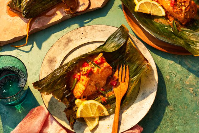 Banana Leaf-Wrapped Lamb Shank Tamales with Morita Chile Salsa