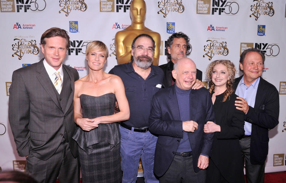 NEW YORK, NY - OCTOBER 02:  (L-R) Cary Elwes, Robin Wright, Rob Reiner, Chris Sarandon, Wallace Shawn, Carol Kane, and Billy Crystal attend the 25th anniversary screening & cast reunion of "The Princess Bride" during the 50th New York Film Festival at Alice Tully Hall on October 2, 2012 in New York City.  (Photo by Stephen Lovekin/Getty Images)