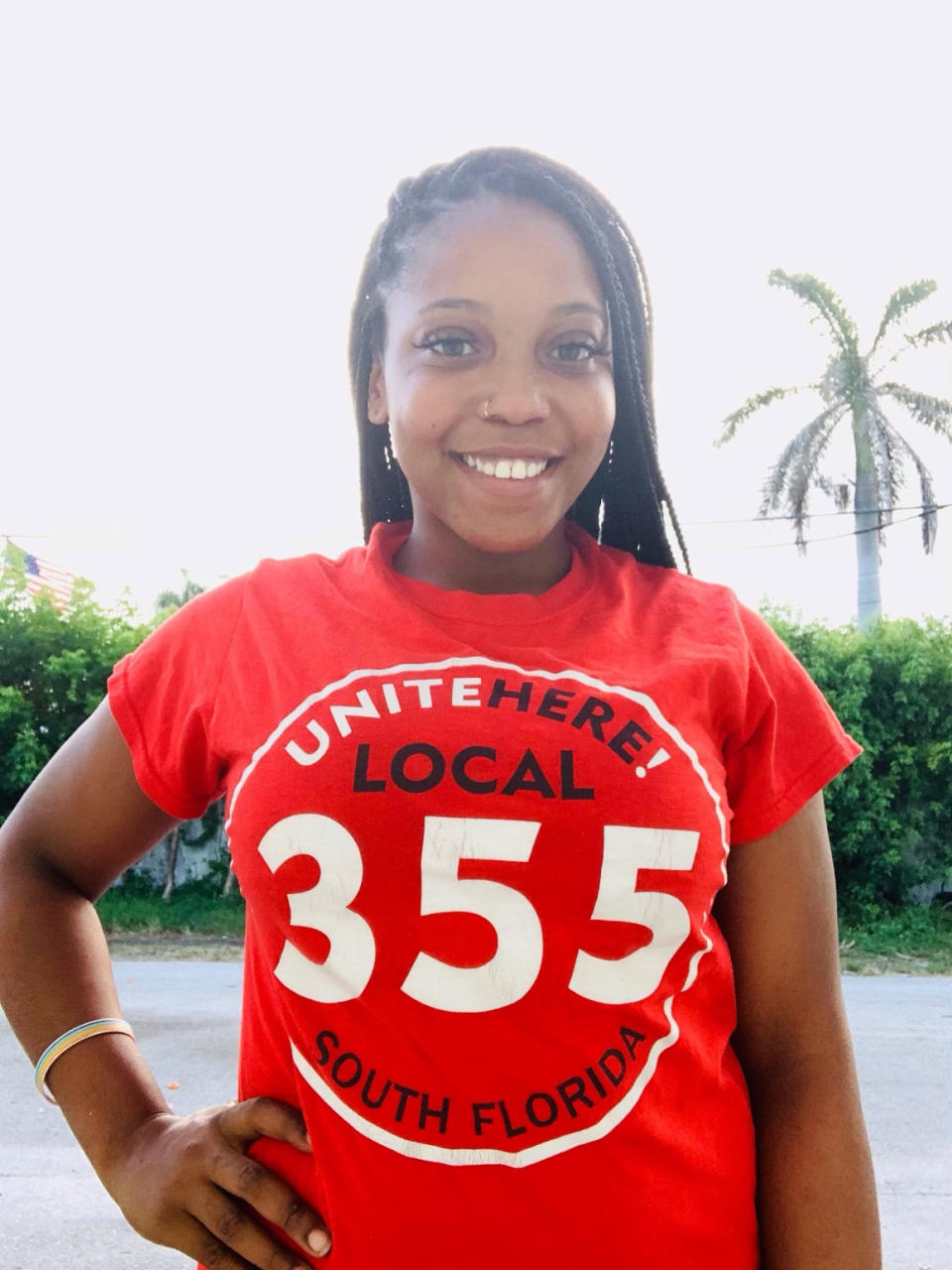 Becca Vedrine, who works at a coffee shop in Fort Lauderdale-Hollywood International Airport, said she had four coworkers for every shift before the pandemic hit. (Courtesy Unite Here)