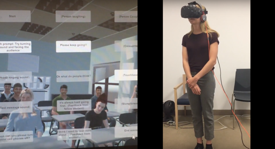 This virtual reality program — developed by Headset Health in partnership with the Columbia University Clinic for Anxiety and Related Disorders — allows students to confront their anxiety in a simulated college scenario.