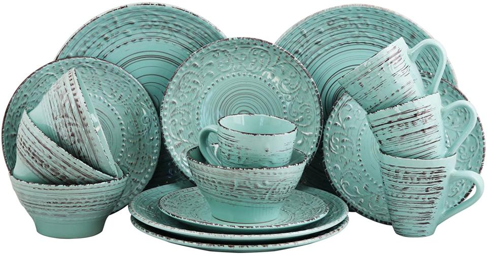 elama embossed stoneware ocean dinnerware set