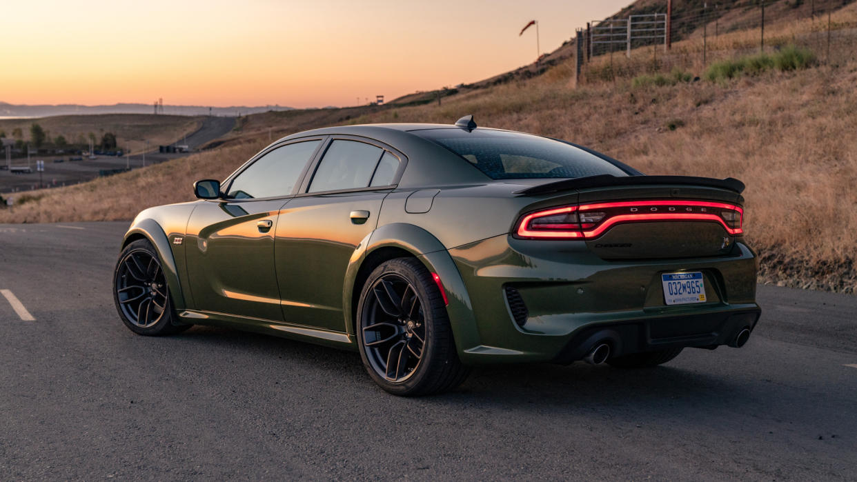 The Dodge Charger Scat Pack Widebody is powered by the 392-cubic-inch HEMI® V-8 engine with the best-in-class naturally aspirated 485 horsepower mated to the TorqueFlite 8HP70 eight-speed transmission.