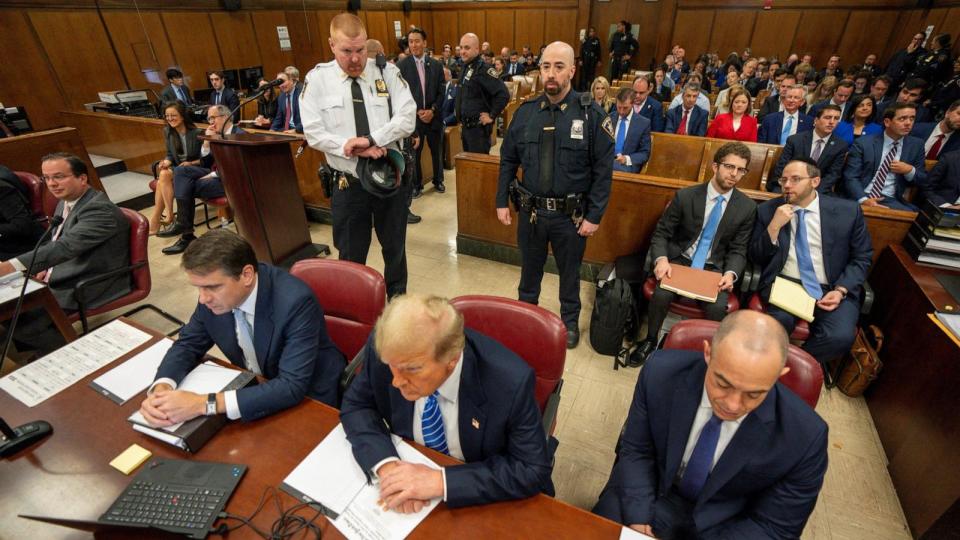 PHOTO: Republican presidential candidate, former President Donald Trump attends trial at Manhattan Criminal Court May 13 2024 in New York City. (Steven Hirsch/Pool via Reuters)