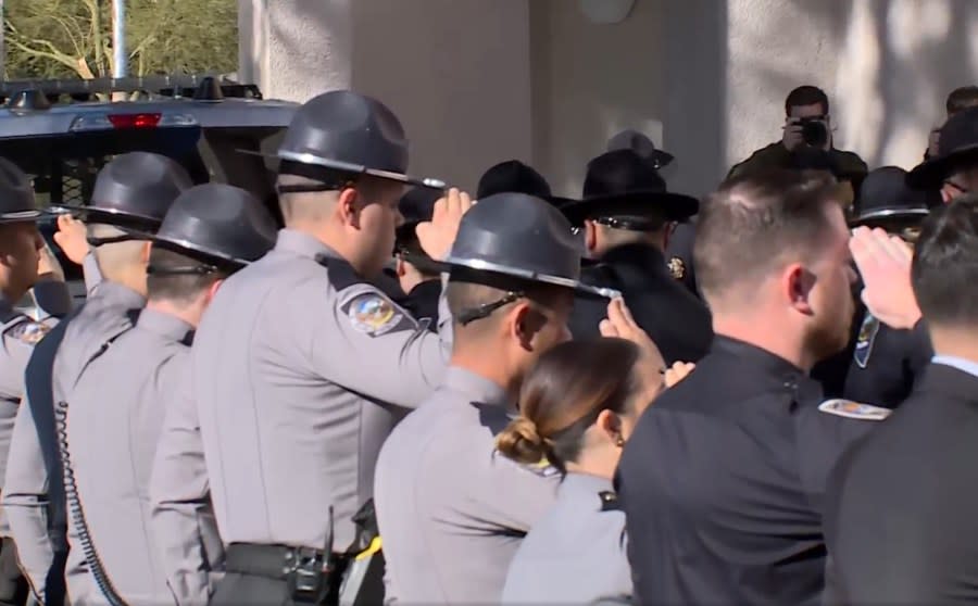 Funeral procession for Trooper Alberto Felix who was killed in the line of duty. (KLAS)