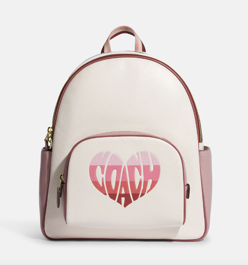 Court Backpack With Stripe Heart Motif (Photo via Coach Outlet)