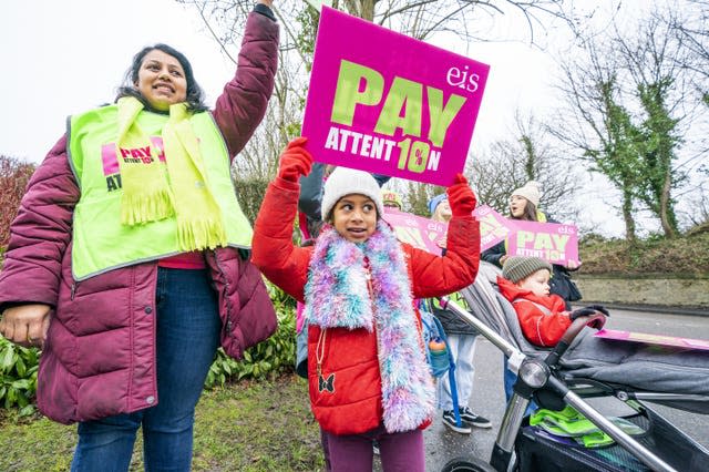 The picket line outside Queen Anne High School in Dunfermline