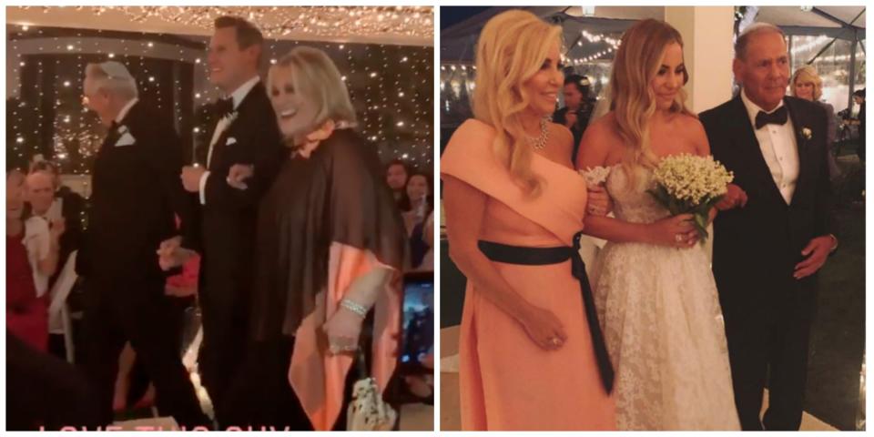 Trevor, who wore a tuxedo and a bow tie for the occasion, can be seen beaming in a video as he walks up the aisle being linked by his mum and dad. Then, Tracey enters the room, on the room, which has been adorned with fairy light, looking stunning in an off-the-shoulder lace gown. Photo: Instagram 
