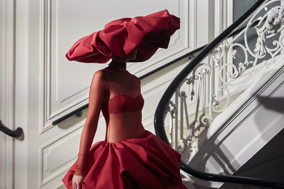 Fashion from the Christian Siriano collection is modeled during Fashion Week on Wednesday, Sept. 7, 2022 in New York. (AP Photo/Andres Kudacki)