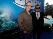 Cast members Ed O'Neill (L) and Eugene Levy pose at the premiere of "Finding Dory" at El Capitan theatre in Hollywood, California U.S., June 8, 2016. REUTERS/Mario Anzuoni