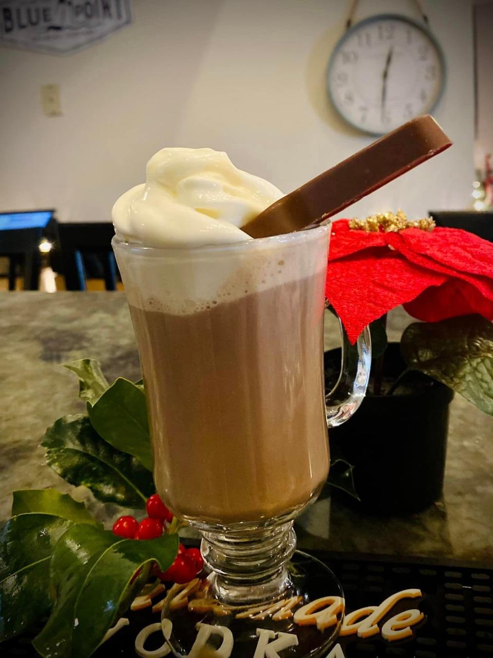 Boozy Hot Chocolate is on the menu at Blue Point Restaurant.