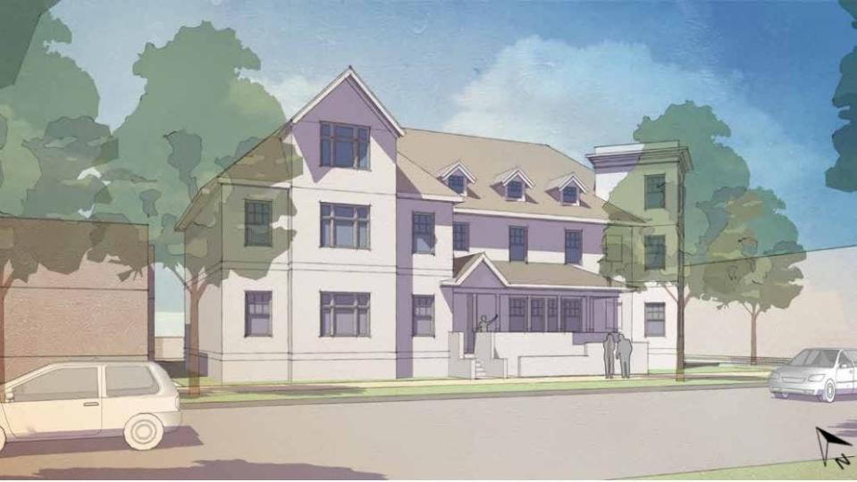 South Bend planners offered this rendering of a multi-family apartment building at the intersection of West Washington and Taylor Streets. South Bend Heritage Foundation hopes to build it.