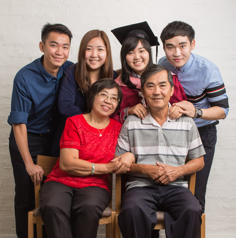 Chong (front row, left) pictured with her family. — Picture courtesy of Fiona Chong Kam Mooi