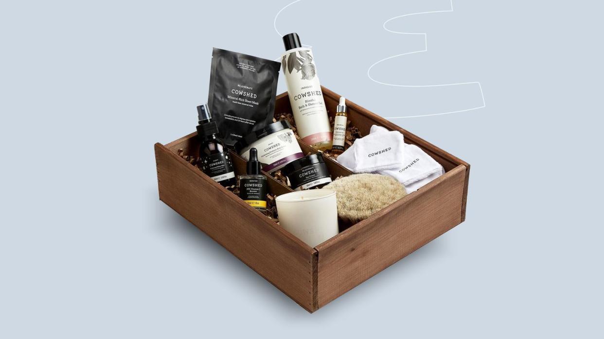 a box with a variety of objects in it