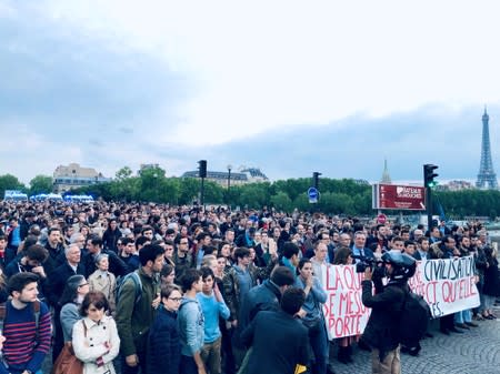 FILE PHOTO: People take part in a march during a Vincent Lambert demonstration in Paris