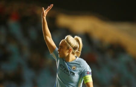 FILE PHOTO: Soccer Football - Women’s Champions League Quarter Final First Leg - Manchester City vs Linkoping - Academy Stadium, Manchester, Britain - March 21, 2018   Manchester City's Steph Houghton   Action Images via Reuters/Craig Brough/File Photo