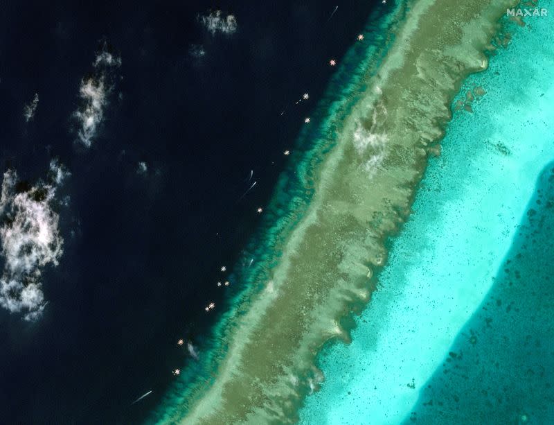 Satellite images of Scarborough Shoal, South China Sea