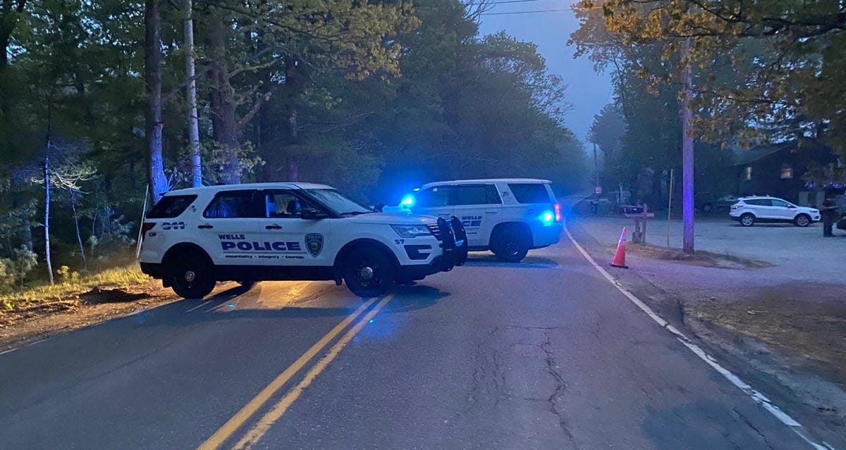 Wells, Maine, police respond to a residence on Crediford Road where three people were shot Saturday, May 21, 2022.