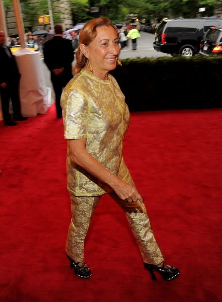 <div class="caption-credit"> Photo by: Getty Images</div><div class="caption-title">Miuccia Prada</div>Miuccia Prada <br> <br> Net worth: $12.4 billion <br> Country: Italy <br> Source of wealth: Prada <br> Fashion legend Miuccia Prada runs the luxury goods and clothing company Prada with her husband Patrizio Bertelli. The granddaughter of the company's founder is the lead designer, while Bertelli handles the business side as CEO. The design house is expanding: 2012 saw new store openings in Abu Dhabi and Kuwait, and they're reportedly seeking a partner to enter India. <br> <br>