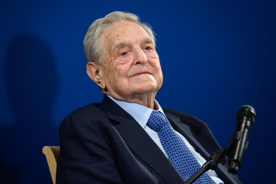 Hungarian-born US investor and philanthropist George Soros looks on after having delivered a speech on the sidelines of the World Economic Forum (WEF) annual meeting, on January 23, 2020 in Davos, eastern Switzerland. (Photo by FABRICE COFFRINI / AFP) (Photo by FABRICE COFFRINI/AFP via Getty Images)