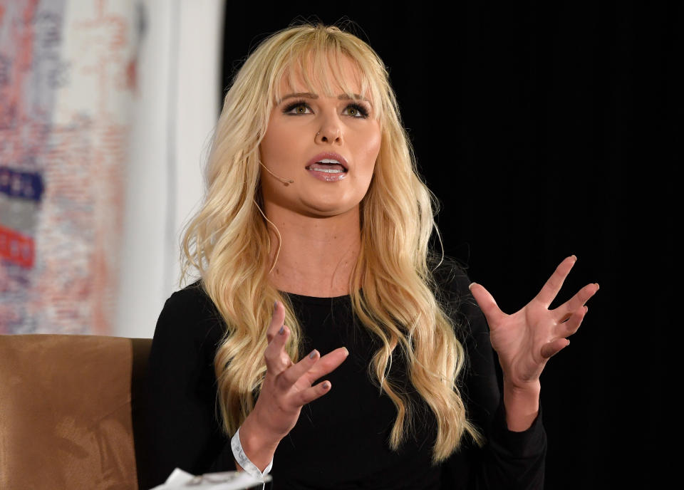 LOS ANGELES, CA - OCTOBER 21:  Tomi Lahren speaks onstage at Politicon 2018 at Los Angeles Convention Center on October 21, 2018 in Los Angeles, California.  (Photo by Michael S. Schwartz/Getty Images)