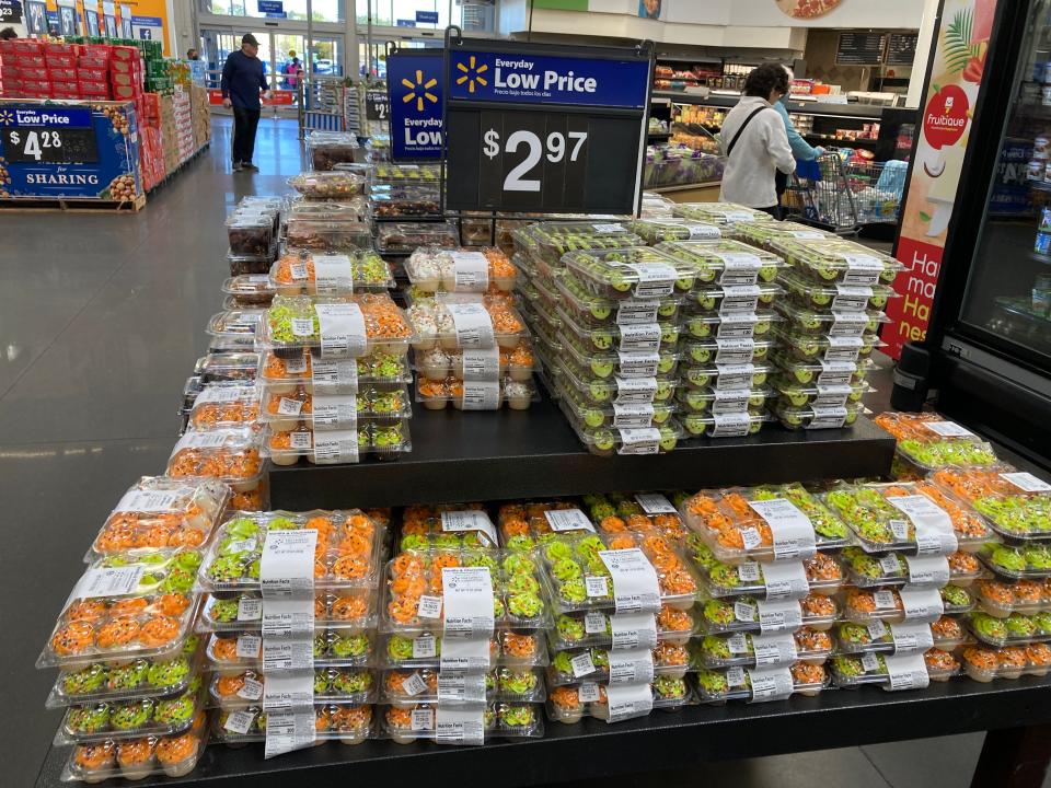 Halloween-themed cookies and cupcakes for sale for $2.97 at Walmart.