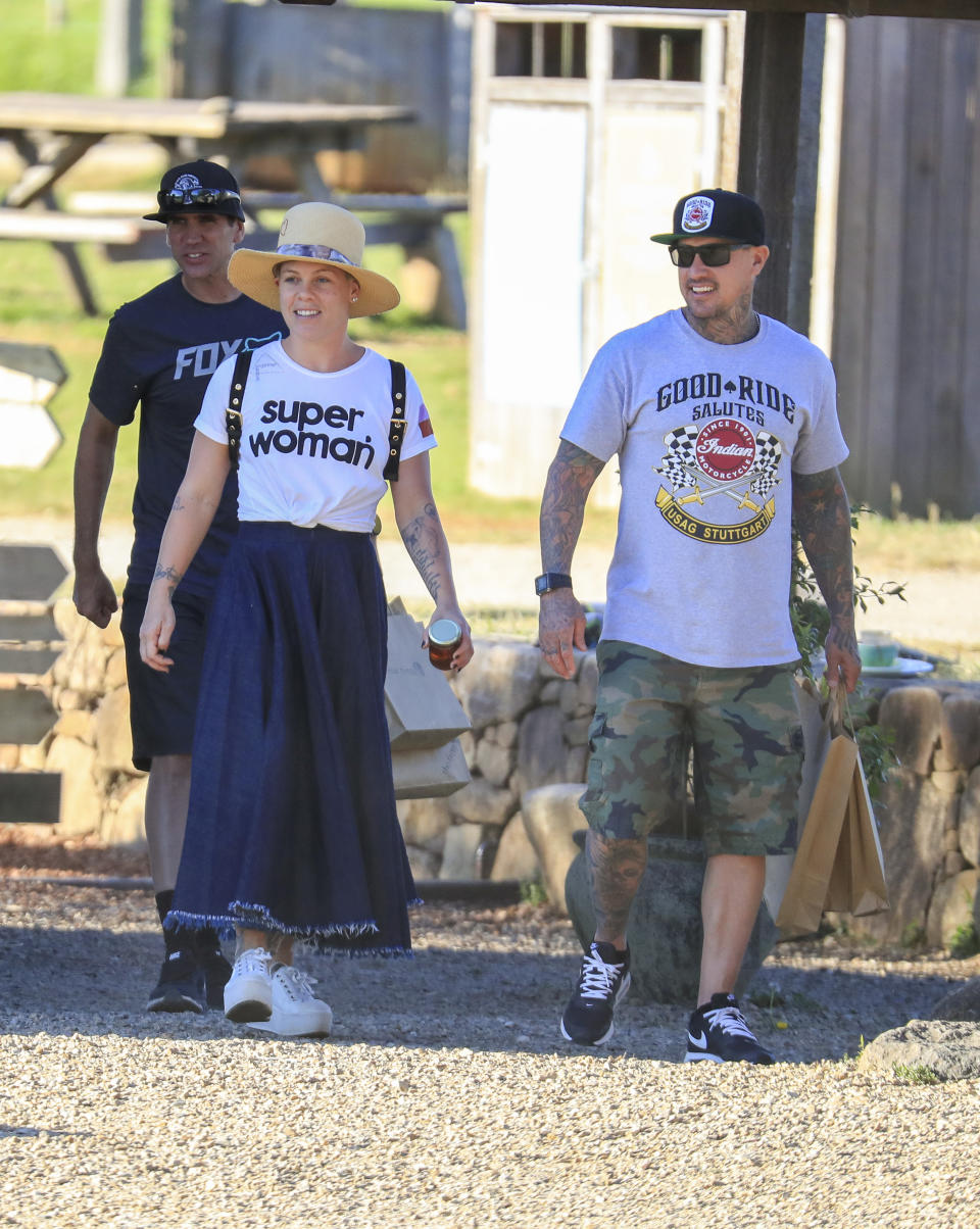 Pink enjoys downtime in Byron Bay with husband Carey Hart and daughter Willow