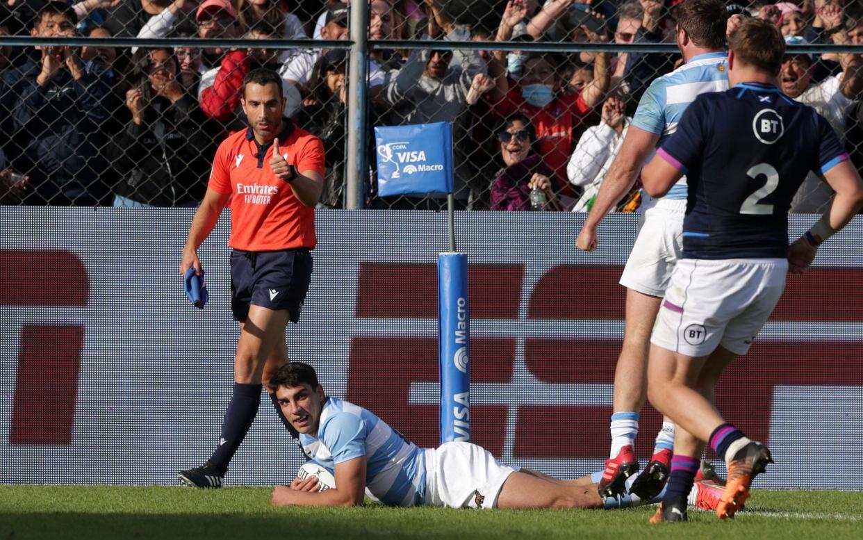 Santiago Carreras of Argentina smiles after scoring a try of his team - GETTY IMAGES