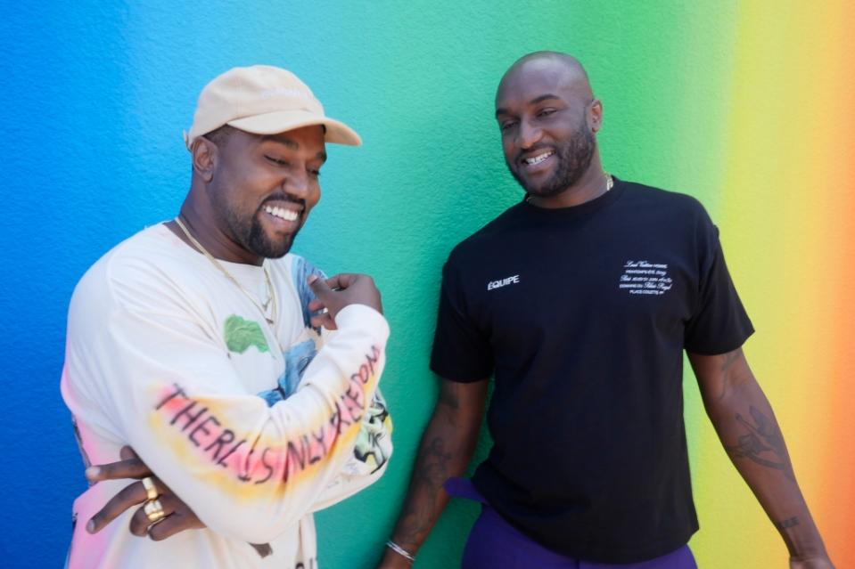 Kanye West, left, with the late fashion designer Virgil Abloh.