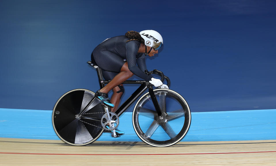 Kadeena Cox on her way to winning there Mixed C1-5 500/1000m Time Trial, during day one of the National Track Championships at the National Cycling Centre, Manchester. (Photo by Martin Rickett/PA Images via Getty Images)