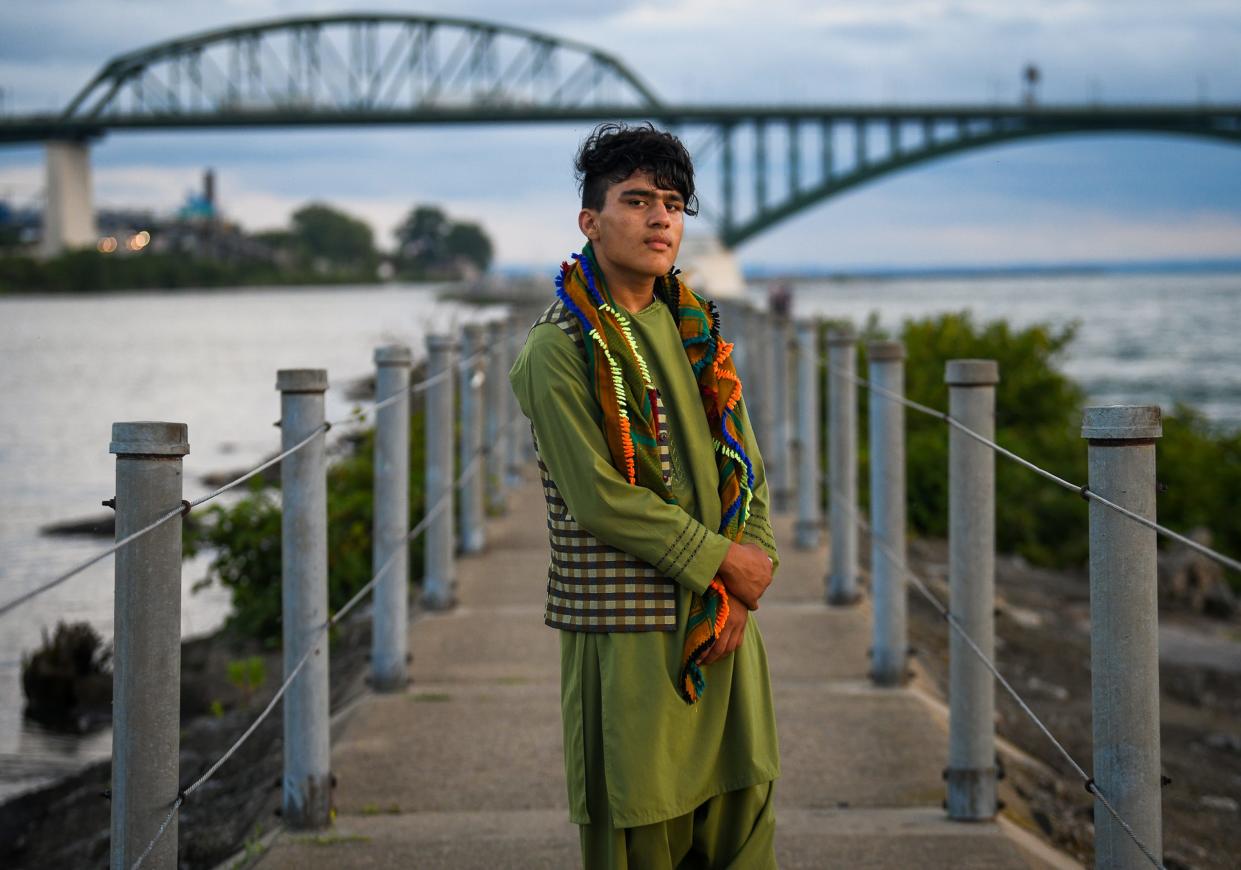 Mohammad Shams, 14, in Buffalo, New York, on Aug. 7, 2023. He arrived alone in the U.S. in November 2021, just two months after the fall of Kabul.