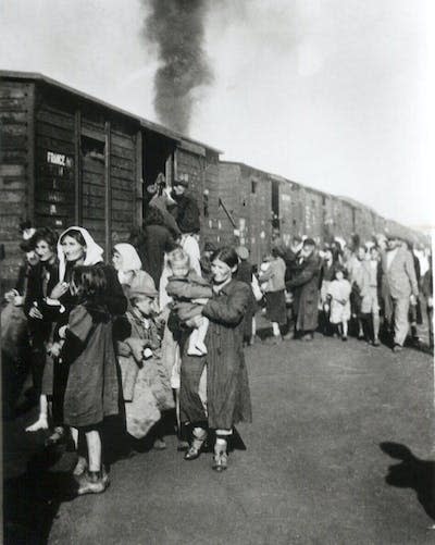 Deportation to Treblinka from the Jewish ghetto in Siedlce, Poland, in 1942. <a href="https://commons.wikimedia.org/wiki/File:Deportation_to_Treblinka_from_ghetto_in_Siedlce_1942.jpg" rel="nofollow noopener" target="_blank" data-ylk="slk:Wikimedia Commons;elm:context_link;itc:0;sec:content-canvas" class="link ">Wikimedia Commons</a>