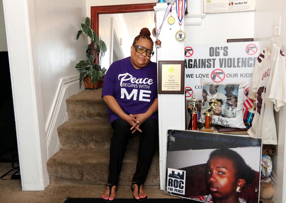 Sirena Cotton started Roc the Peace in 2008 after her teenage son Christopher Jones was shot and killed near their Lexington Avenue home. She still maintains a memory for Christopher in her house.