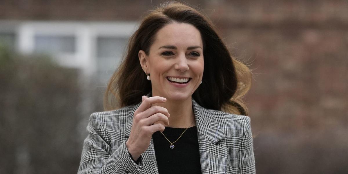 Kate Middleton Paired a Gray Plaid Blazer With an All-Black Look