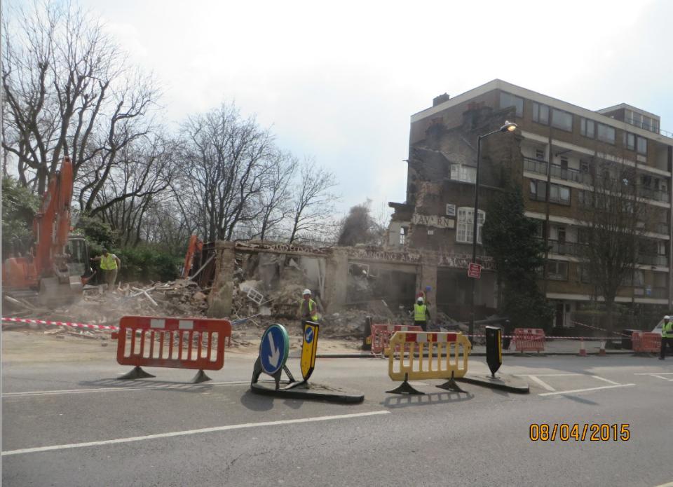 The demolished Carlton Tavern pub