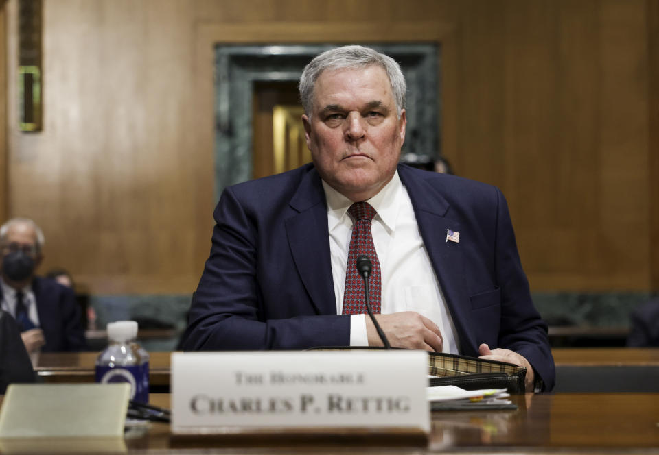 WASHINGTON, DC - APRIL 07: Commissioner of the Internal Revenue Service (IRS) Charles Rettig testifies before the Senate Finance Committee on Capitol Hill, April 07, 2022 in Washington, DC. Rettig testified on the 2022 filing season and the President's proposed fiscal year 2023 budget request for the IRS. (Photo by Kevin Dietsch/Getty Images)