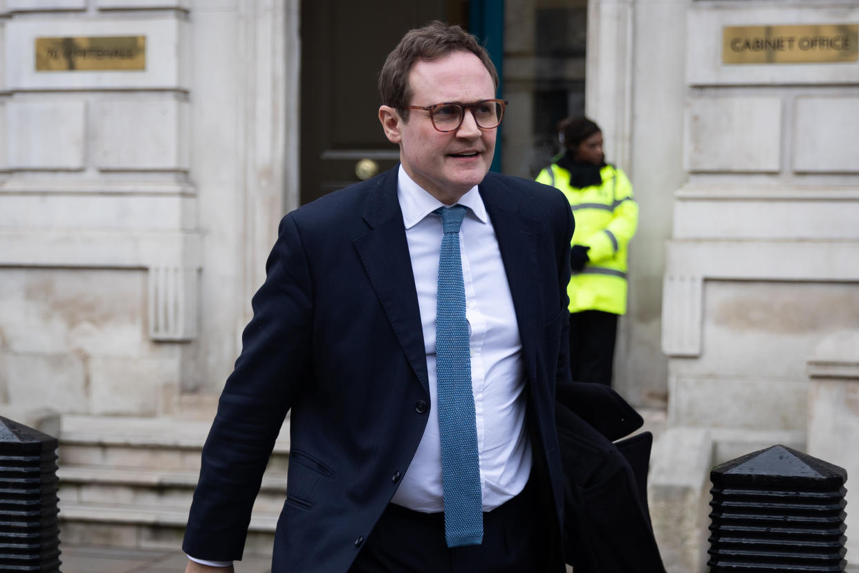LONDON, UNITED KINGDOM - 2023/03/06: Minister of State for Security Tom Tugendhat is seen outside the Cabinet Office in London. (Photo by Tejas Sandhu/SOPA Images/LightRocket via Getty Images)
