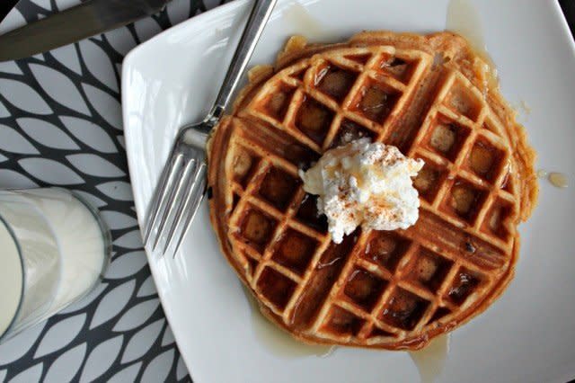 <strong>Get the <a href="http://www.lifeandkitchen.com/eggnog-waffles/">Eggnog Waffles recipe </a>from Life and Kitchen</strong>