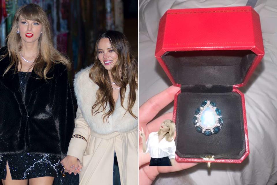<p>Gotham/GC Images;Keleigh Teller/Instagram</p> Keleigh Sperry reveals she gifted Taylor Swift a sparkling ring for her birthday