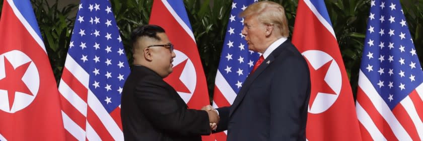 President Trump and North Korea's Kim Jong Un meet in Singapore.