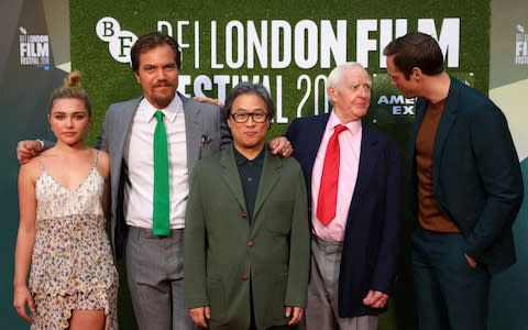Actors Michael Shannon, Florence Pugh and Alexander Skarsgard, together with director Park Chan-wook and author John le Carre, at the world premiere of "The Little Drummer Girl" - Credit: REUTERS/Simon Dawson