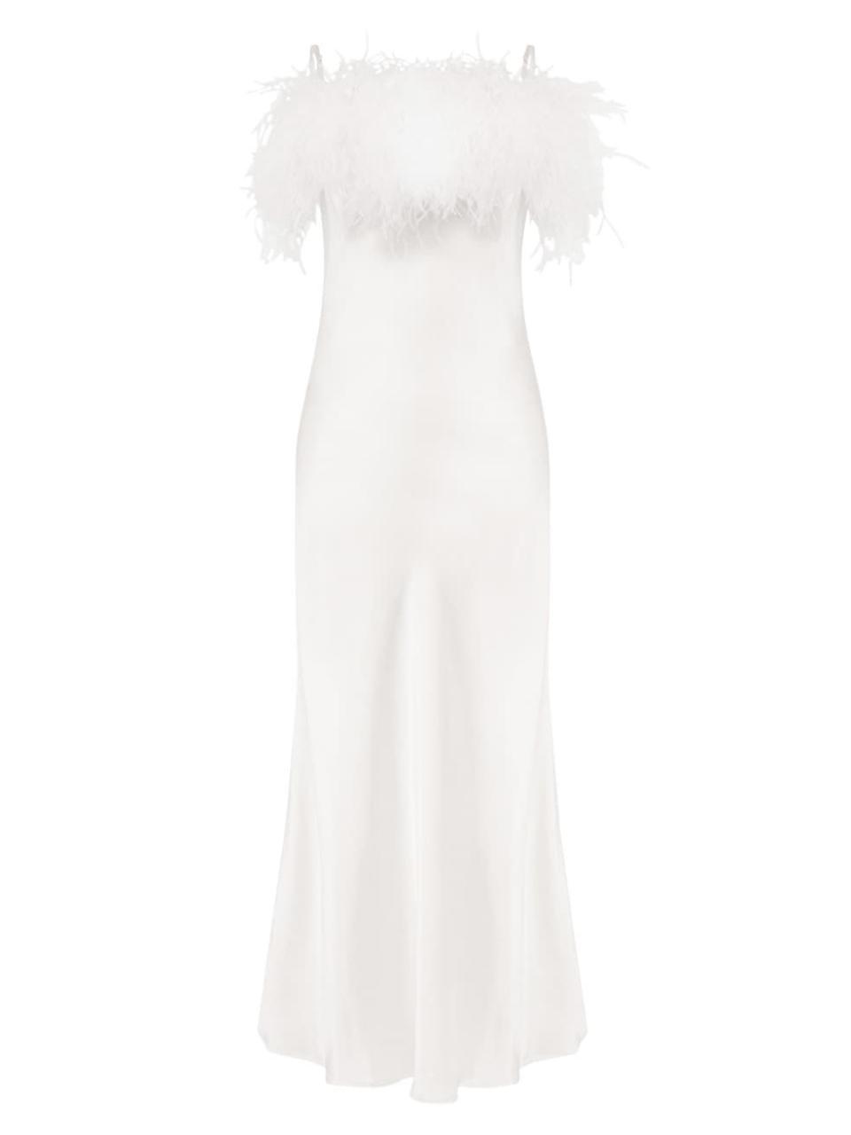 Boheme Ostrich-Feather Embellished Slip Dress