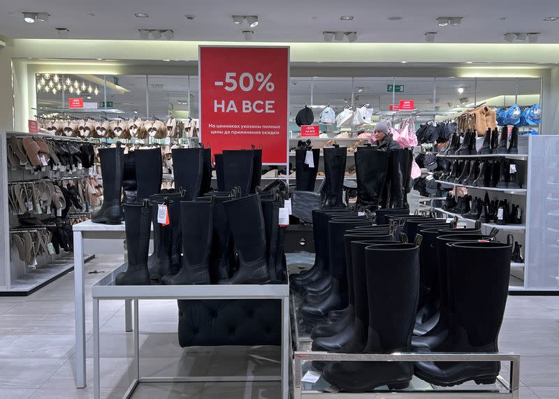 An interior view shows an H&M store in Moscow